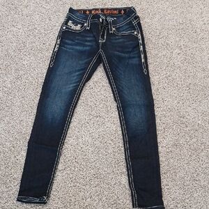 Rock Revival Dark Blue Skinny Jeans Size 25